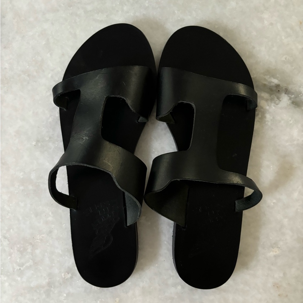 Ancient Greek Leather Sandals, Black, Women’s 39, EUC